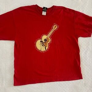 Elvis Presley Vintage 90s Graceland Guitar Tshirt Size XL Red Preowned